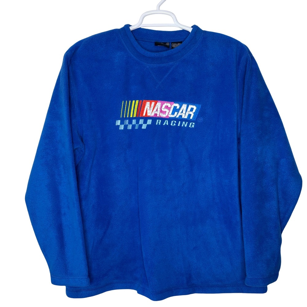 Vintage NASCAR Racing Fleece Sweatshirt Men's XL Blue Y2K Streetwear‎